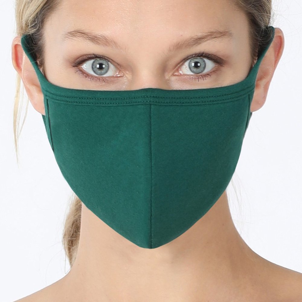 Deep Green Cotton Face Mask with Filter